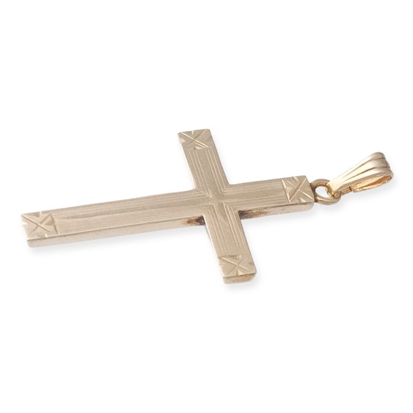 Vintage 10K Gold Cross Necklace Pendant Solid Yellow Gold - Picture 4 of 7